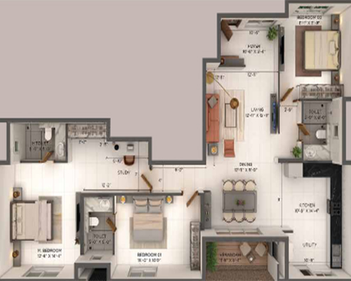 3.5 BHK Floor Plan